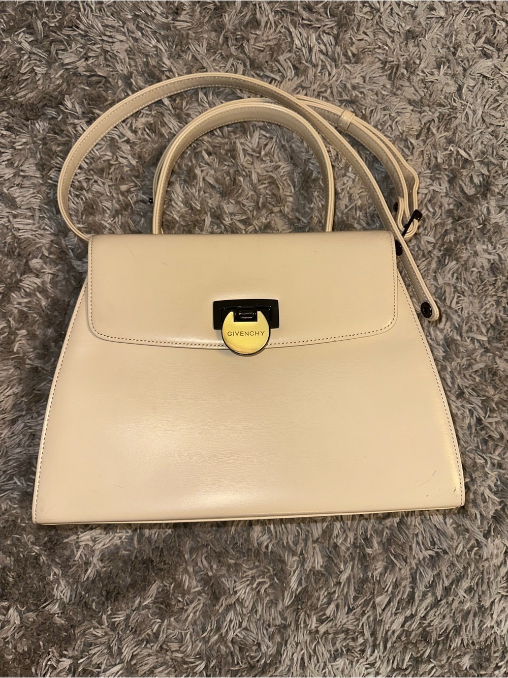 Givenchy Cream Leather Structured Top-Handle Satchel